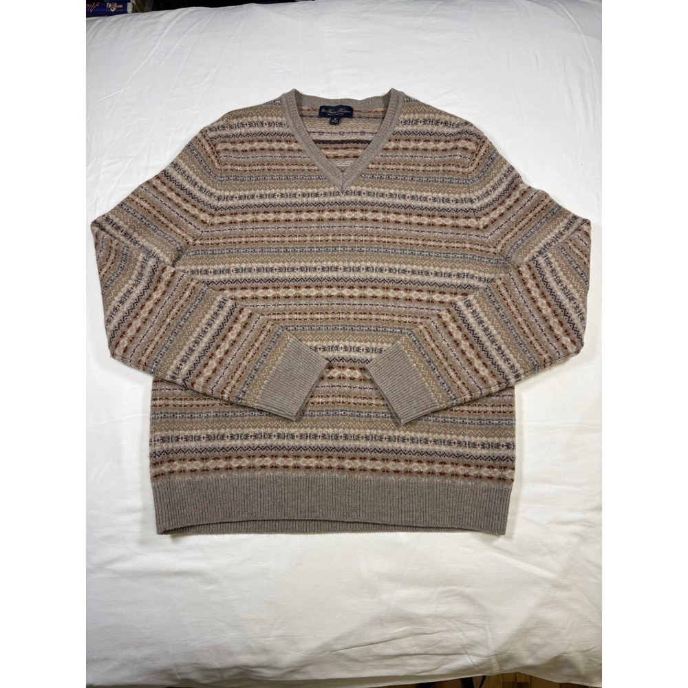 Brooks Brothers Men's English Lambswool Fair Isle Sweater - Size Medium